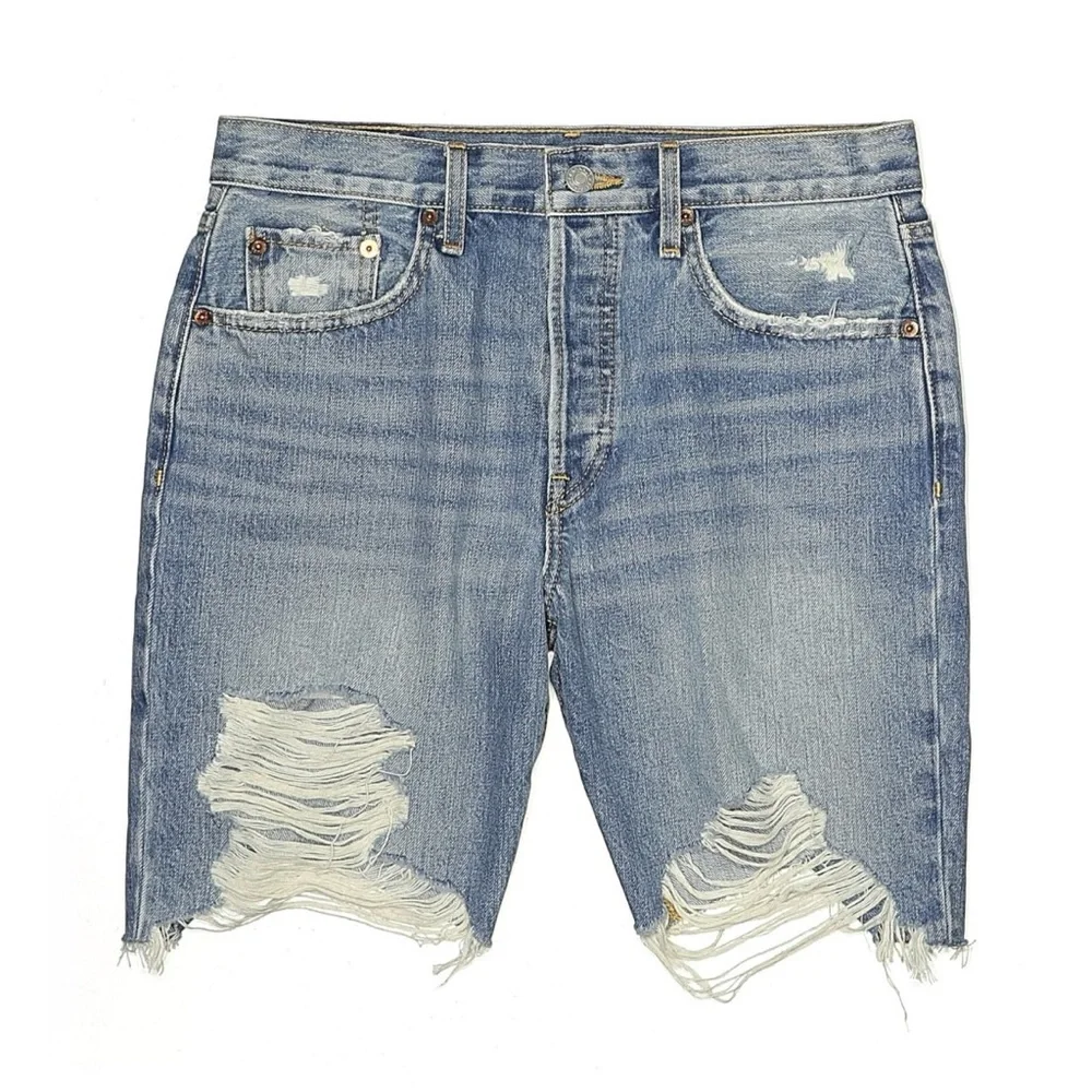 Re/Done Loose Long Short in Minerva Destroy denim Bermuda Size 25